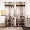 Story@Home Eyelet Fancy Jacquard 4 Piece Door Ringtop Curtain Set- 46 ” X 84 “, 7 feet, Brown