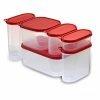 Pigeon – StakBox Plastic Storage Container for Kitchen With Airtight Lids 6 Pieces – Ruby Red