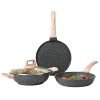 Carote Non Stick Set Combo, Nonstick Cookware Set, Induction&Gas Pan Set, Kitchen Set for Home, Cooking Set of 3 (24cm Granite Frying Pan+28cm Dosa Tawa+28cm Kadai)