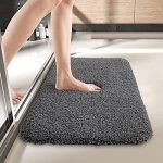 BSPS Bathroom Door Mats Anti Slip Water Soak Size 40×60 cm, Pack of 1, Grey, Microfiber