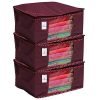 Kuber Industries Saree Covers With Zip|Saree Covers For Storage|Saree Packing Covers For Wedding|Pack of 3 (Maroon)