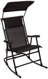 Amazon Basics Foldable Rocking Chair with Canopy (Black, Alloy Steel)