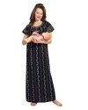 AV2 Women’s Cotton Floral Maxi Maternity/Feeding Nighty (1151CS_Blue_S)