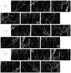 FOKRIM Black Kitchen Wall Tile Sheet Peel and Stick Tile for Kitchen Wallpaper Back Splash, 12 x 12 inches Black Subway Tile with Black Grout (10) (10)