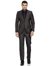 Raymond Men’s Wool Blend SB 2 BTN Notch with PIK Stitch-Cont FIT Suit-Dress Set (RMDX01300-G6_Dark Grey_96)