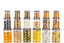 Tosaa Plastic Pet Storage Jar and Container, Set of 18 (6 pcs x 350ml Each, 6 pcs x 650ml Each, 6 pcs x 1.20ltrs Each), Black|Air Tight|Kitchen Organiser|BPA Free|Stackable