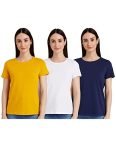 Amazon Brand – Symbol Women’s Regular T-Shirt (RN-PO3-COMBO22_M Blue, Must & White M)