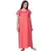 CEE 18 Women’s Cotton Rayon A-Line Maternity Feeding Long Nighty Solid Color Night Gown with Concealed Zipper for Nursing (L, Cherry Pitch)