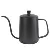 Black Teflon coated 600 ml Stainless Steel Kettle with Long Gooseneck spout, Coffee Pot, Pour Over Kettle with Lid for Home, Kitchen, Coffee Shop, Durable/Anti-Rust/Corrosion-Resistant