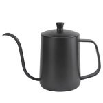 Black Teflon coated 600 ml Stainless Steel Kettle with Long Gooseneck spout, Coffee Pot, Pour Over Kettle with Lid for Home, Kitchen, Coffee Shop, Durable/Anti-Rust/Corrosion-Resistant