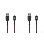 boAt Micro USB 150 Tangle-Free, Sturdy Micro USB Cable with 3A Fast Charging & 480mbps Data Transmission, 10000+ Bends Lifespan & Extended 1.5m Length Black (Pack of 2)