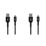 boAt Micro USB 150 Tangle-free, Sturdy Micro USB Cable with 3A Fast Charging & 480mbps Data Transmission, 10000+ Bends Lifespan & Extended 1.5m Length Black) (Pack of 2)