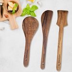 Frenchware (Pack of 3) 100% Pure Sheesham Wooden Spatula, Spoon Spatula, Turner/Palta for Cooking Dosa, Chapati, Rice, Kitchen Tools with Non-Toxic Polish, Heat Resistant, Non-Stick