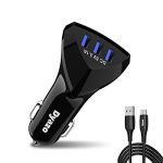 Dyazo Smart 3 Port USB Car Charger Compatible for Samsung Galaxy S 7/6/ Edge/Note 5/ A10 /A9,LG G4/,HTC, Oppo, Vivo, Redmi & All Other Mobile Phones with Free Micro USB Cable
