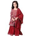 NJC FAB Girls Festive & Party Kurta Sharara Set With Dupatta (5-6 Years, Maroon)