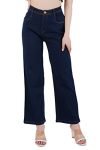 PANTOFF Women’s Solid High Waist Bootcut Loose Fit Jeans (PF_1439_ Blue_36)