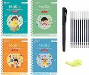 SPARTAN KIDS® Complete Magic Practice Copybook Set – Includes 4 Books, 10 Refills, 1 Pen, and 1 Grip – Number Tracing Book for Preschoolers with Pen – Simple Hand Lettering Writing Tool (Set of 4)