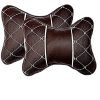 Sarte Car Neck Rest Pillow/Headrest Cushion Set Pillow Designed to Relieve Neck Pain and Muscle Tension Compatible with All Cars Dark-Brown (Pack of 2)