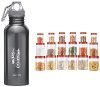 MILTON Vitro Plastic Jar Set, 18- Pieces, Transparent & Alive 750 Stainless Steel Water Bottle, 750 ml, Black Combo