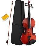 Imaginea® 4/4 Violin Full Size with Bow, Rosin, Carrying Hard Case, Wood Materials, Safe and Non-Toxic, and Beautiful Musical Instrument for Beginners, Adults, Kids, Students (Brown)