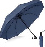 Rylan Portable Travel Umbrella – Umbrellas for Rain Windproof, Strong Compact & Easy Auto Open/Close Button for Single Use Umbrella for Wind and Rain, Perfect Car Umbrella for Men & Women (Blue)
