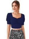 ILLI LONDON Women’s Slim FIT Crop TOP (Medium, Blue)