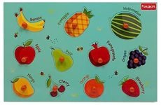 Funskool- Fruit Wooden Peg Puzzle for Toddlers, Early Learning Shape Puzzle Toy for Development of Kids 3 Years & Above with Puzzle Board Preschool Educational Toy for Girls and Boys.