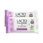 Lacto Calamine Oil Control Face Wipes with Neem, Vitamin B3 and Aloe Vera, No Parabens, Alcohol Free, White, 60 Count, Pack of 2