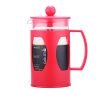 Cafe JEI French Press Coffee And Tea Maker 600ml With 4 Level Filtration System, Heat Resistant Borosilicate Glass (Red, 600ml)