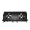 Hindware Armo Plus 2 Burner Glass Gas Stove With Scratch Resistant Powder Coated Body And Corrosion Resistant Brass Burner (Black & Silver, Auto-Ignition Cooktop)