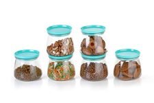 Clazkit Matuki Design Containers for Kitchen Storage Plastic, Unbreakable Airtight 6 pcs, 900 ML, Multicoloured,