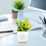 TrustBasket 4 inches Artificial Potted Neam Shrub | Decorative Artificial Potted Indoor Plant for Living Room, Table Top, Office Desks, Home Garden & Balcony.