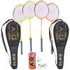 AXG New Goal Interminable Badminton Rackets with 3 Feather Shuttles (Multicolour) – Set of 4 0