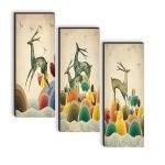 SAF set of 3 Deer UV textured self adeshive wall painting for home decoration SANF-SJ83