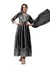 EthnicJunction Women’s Georgette Chikankari Embroidery Anarkali Kurta (KD1-Nazma-Black_M_New_Jet Black)