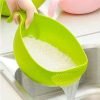 E-COSMOS Water Strainer or Washer Bowl for Rice Vegetable & Fruits (Rice Bowl) (Pack of 1, Green)