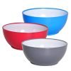 Wonder Plastic Desire Double Color Unbreakable BPA Free Plastic Bowl Set for Cereal, Salad, Rice, Soup, Pasta, Snack Bowl, Microwave Safe, Dishwasher Safe, 3 Pcs, 500 ml, Red Blue Gray Color
