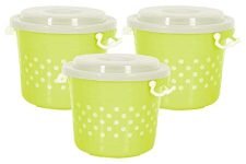 Kuber Industries Airtight Plastic Food Storage Containers|Plastic Container for Kitchen|6 Liters, 3 Pieces (Green)