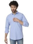 RAGZO Men’s Solid Slim Fit Cotton Casual Shirt with Spread Collar & Full Sleeves Breathable Fabric for Flexibility_Light Blue_M_ri90031a