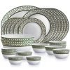 Cello Amitabh Bachchan Opalware Solitaire Series Verde Dinner Set, 33Pcs | Opal Glass Dinner Set for 6 | Crockery Set for Festive Ocassions, Parties | White Plate and Bowl Set
