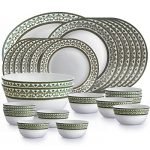 Cello Amitabh Bachchan Opalware Solitaire Series Verde Dinner Set, 33Pcs | Opal Glass Dinner Set for 6 | Crockery Set for Festive Ocassions, Parties | White Plate and Bowl Set
