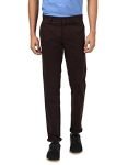 Parx Beige Slim Cotton Blend Casual Trouser