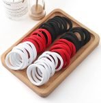 Adilish Fashion Elastic Dark Colors Hair Rubber Bands Polytail Ties Strechable Bands For Women and Girls (Pack of 30, Red/White/Black)