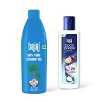Bajaj 100% Pure Coconut Oil 600ml & Bajaj Coco Onion Hair Oil- 350ml Combo Pack