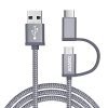 Agaro Blaze USBA to micro +Type C 2in1 Braided 1.2M Cable, Grey