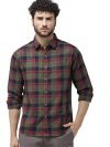 The Indian Garage Co Adult Men’s Slim Fit Shirt (0519-SH02-14-Red/Olive_Red L)