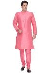 VASTRAMAY Men Cotton Kurta and Pyjama Set Ethnicwear (VASMKPN001nPPN_46 Colour: Pink Size: 46)