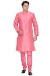 VASTRAMAY Men Cotton Kurta and Pyjama Set Ethnicwear (VASMKPN001nPPN_46 Colour: Pink Size: 46)