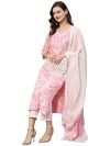 Anni Designer Women’S Cotton Blend Straight Printed Kurta With Pant & Dupatta (Prem Pink-Snw_M_Pink_Medium)