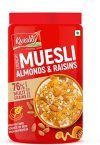 Kwality Muesli Crunchy Almond, Raisins and Honey, Goodness of Multigrain, High in Fibre Source of Vitamin, Iron and Protein 1Kg Jar [Pack of 1]